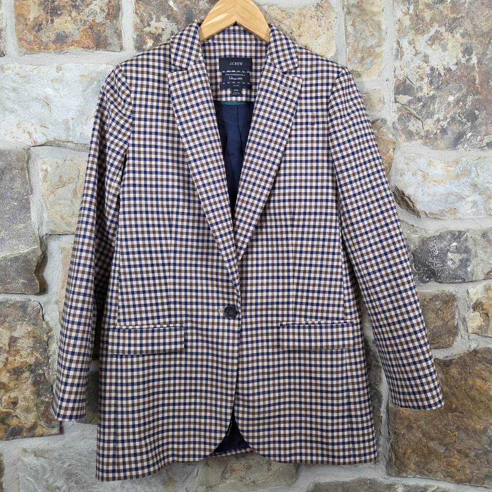 J Crew Alfie Checkered Plaid Tollegno 1900 Wool Blazer Jacket - Picture 2 of 10